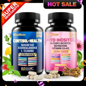 WindBoss Combo Multivitamínico de Soporte para Cortisol y Myo-Inositol | Suplemento Todo-en-Uno de Fuerza Extra 1 pieza